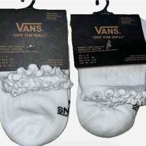Vans Girls / Women’s Ruffled Socks Ankle 2 Pr White Shoe Size 1-6 NEW
